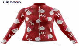 Гоночные куртки HIRBGOD 2022 Red Cute White Beard Christmas Women039s Велосипедный трикотаж с длинными рукавами Осенняя быстросохнущая верхняя одежда Clot2506394