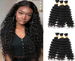 100 Human Braiding Hair Bulk Machine Made Remy Deep Wave No Weft Bundles Natural Hairs Extensions8828759