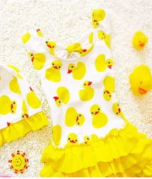 18 Years Old Kids Swimsuit For Girls Lovely Yellow Duck Bathing Suit Children Swimsuit Princess One Piece Swimwear Swimming Cap2899452