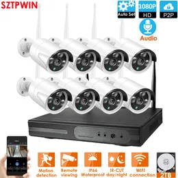 8ch Audio CCTV System Wireless 1080p NVR 8pcs 20mp IR Outdoor P2P WiFi IP CCTV Security Camera System Kit 6991646