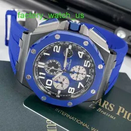 AP Watch Montre Tourbillon Watch Royal Oak Offshore Series 26405CE Blue Ceramic Three Eyes Timing Pin Buckle Mens Fashion Leisure Business Sports Machinery Watch