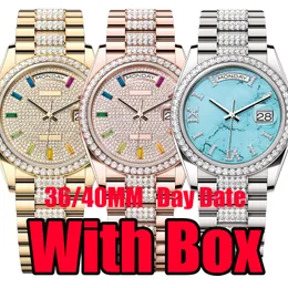 Luxury Diamonds Mens Watch Designer Womens Watches High Quality Top Day Date Automatic Mechanical Movement Watches Men Stainless Steel Waterproof Wristwatch