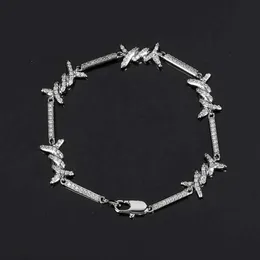 Bracciale da uomo e da donna con catena a spina fine con bottone a forma di sole in zircone con coppia di fili di ferro Hip Hop da 2,5 mm