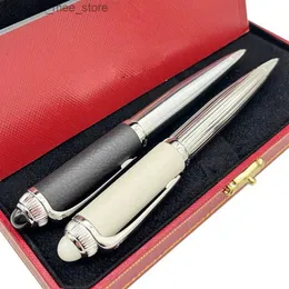 Fountain Penns Yamalang Luxury White Black Leather Barrel Ballpoint Pen IC Sports Car Head Writing Smooth Q240315