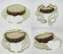 Multilayer Pearl Chain bana halsband Kvinnor Fashion Rhinestone Satellit kort halsband för presentfest högkvalitativ smycken2531319