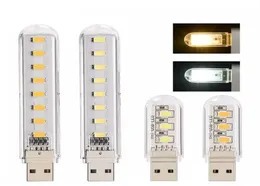 LED Night Light Mini محمولة USB مصباح 3LELDS 8LELS BOOK LAMP لقراءة محمول Power Bank Computer Laptop9054503