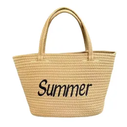 Women's Large-Capacity Single-Shoulder Portable Simple Tote Commuter Round Pie Handmade Embroidered Cotton Straw Bag