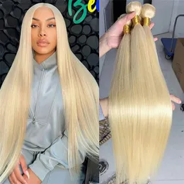 613 Blond raka hårbuntar Brasilianska Remy Human Hail Honey Blond Human Hair Weave 1/3/4 Bunds 8- 40 tum 240312