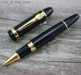 Fountain PenS Fountain Penns Jinhao 159 Roller Ball Pen Black Lacquer Gold Trim Big Heavy Q240314