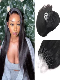 Slik Straight Micro Ring Loop Hair Extensions Body Wave Natural Black Micro Bead Links Human Hair Extensions 100g 1gstrand5923805