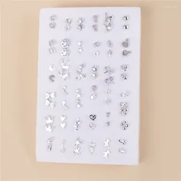 Stud Earrings 36Pairs Randomly Mixed Silver Color Women Bowknot Crown Heart Small Plastic Sets For Girl Jewelry Gifts