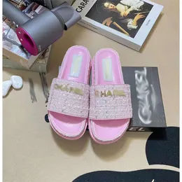 Designer Sandals Channel Casual Slippers Stock Small Slippers For Women Are Flat Bottomed Metal Buckle Cloth Surface Slippers