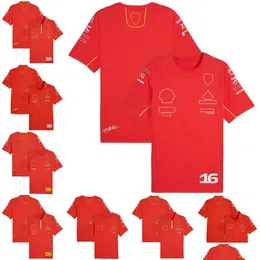 オートバイアパレル2024 F1ドライバーTシャツフォーマ1メンズシャツ新しいシーズンレッドチームユニフォーム服レーシングスーツモータースポーツジャージードロップOTWZ3