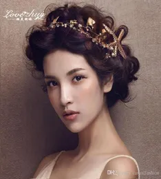 Gold Leaf Starfish Headpokes Hair Flowers for Wedding Bride Girls Party Accessories Headpoins Bridal Jewelry 9834409