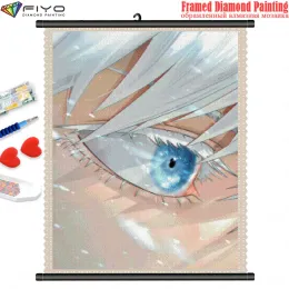 Stitch fai da te pittura diamante 5d anime jujutsu kaisen immagine mosaico ricamo a diamante completo con cornice set a croce decorazione per la casa