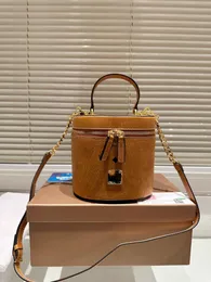 New Small Drawstring Bucket Bags Western Queen Mother Spring Updated Apricot Color Cross Body Bag Punk style Mini Shoulder Bag Patent Leather Handbags