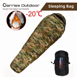 Gear Outdoor Warm White Duck Down Filled Adult Mummy Style Sleeping Bag Fit for Winter Therma 3 Kinds of Thickness Travel Camping