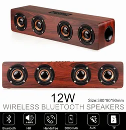 12W WOOD WIRELESS BLUETOOTH SOUNDBARスピーカーテレビホームシアタースピーカースマートフォン用Bluetooth Aux TFを使用してHDTV TVBox Computer Tab1363184