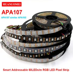 5V 60LEDSM APA107 디지털 LED 스트립 APA102 5050 SMD RGB PIXEL 유연성 테이프 주소 수정 가능한 크리스마스 TV 라이트 화이트 블랙 PCB IP20I9616422