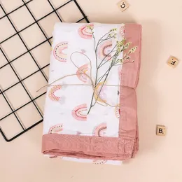 Elinfant 1pcs Baby Muslin Swaddle Diditally Printed Soft Blankets 4 층 출생 다중 디자인 기능 랩 랩 240312