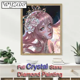 Ponto 5d diy cristal pintura diamante linda menina quadrado completo mosaico bordado ponto cruz kit diamante arte ab decoração de casa 20230842