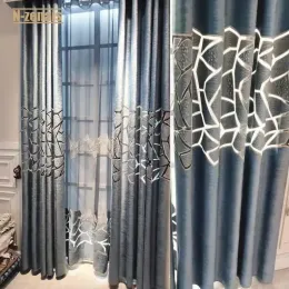 Cortinas de luxo europeu para sala estar semi blackout tule premium crack geométrico personalizado sala jantar quarto decoração casa marrom