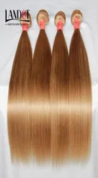 Fasci di tessuto brasiliano per capelli umani biondo miele Colore 27 Peruviano Malese Indiano Eurasiatico Russo Capelli Remy lisci serici Exte41585780