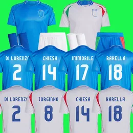 2024 Italien Soccer Jerseys 125 -årsjubileum Retegui Tonali Italia Football Shirt Jorginho Barella Spinazzola Locatelli Top Thiland män kvinnor barnsatser långärmad
