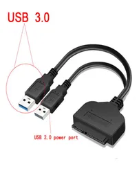 USB 30 USB20 till SATA 22Pin Adapterkabel för 25 35 tum HDD Extern ström hårddisk Konverterare3307370