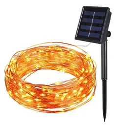 10m 100 lâmpadas solares led fio de cobre corda de fadas luzes do pátio 33 pés à prova d'água jardim ao ar livre decoração de festa de casamento de natal1194173