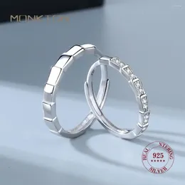 Кольца кластера Monkton Bamboo Joint Пара для мужчин/женщин, свадьба, помолвка, классические влюбленные, юбилейные украшения, открытое кольцо из серебра 925 пробы
