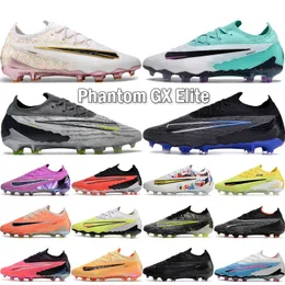 Top Phantom GX FG Men Soccer Shoes Elite Grip Knit Low Designers Blast Shadow Peak Ready United Golden Thunder Pack Outdoor Football Boots Size 39-45