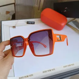 Occhiali da sole firmati Hemes Occhiali da sole da donna Nuovi occhiali da sole arancioni con montatura grande Occhiali da sole da donna ordinati e rotondi sottili resistenti ai raggi UV
