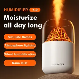 Mini Humidifier Crack Volcano Spray Machine Usb Small Silent Desktop Colorful Atmosphere Lamp 240301