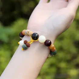 Strand Eighteen Lessons Accessories White Jade Bodhi Wooden Beads Men's And Women's Ethnic Style Bracelet Jewelry Give Girlfriend Gifts