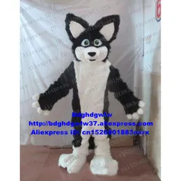 Kostiumy maskotki czarny biały futrzany futrzany futrzany wilk lis husky pies fursuit border collie Mascot Costume dorosła postać marki Obraz Manad na ładny ZX715