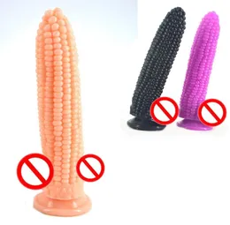 Corn Shape Design Dildo Pene Dong Nuovo stile Giocattolo del sesso per maschio Masturbazione femminile Masturbatore di grandi dimensioni Bacchetta Nera Carne Viola C4564243