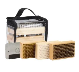 Poles Ski Snowboard Wax Brush Kit Plus Nylon / Brass / Horsehair Brush Metal Scraper 및 PVC 백과 엣지 파일 포함