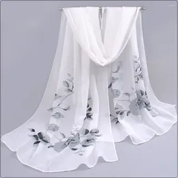 Шарфы Модные женские мягкие длинные шарфы с принтом розы шифоновая шаль