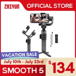 Heads Zhiyun Resmi Smooth 5 3axis Gimbal Telefon Handheld Smarthone Gimbals İPhone 14 Pro Max/Samsung/Huawei/Xiaomi