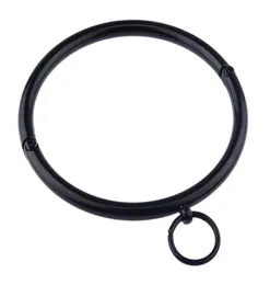 Latest Round Metal Bondage Collar Neck Ring Restraint Necklet Necklace Pins Locking Adult BDSM Sex Games Toy For Male Female Black1890597