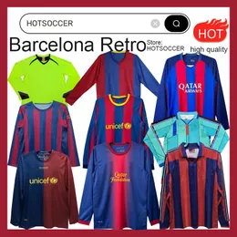 Barcelona långärmad retro fotbollströjor Ronaldinho A.iniesta 01 02 03 04 05 06 07 08 09 10 11 12 13 14 15 16 17 18 19 Vintage Football Shirt T 2003 2004 2005 2005 2006 2007 2008 2008