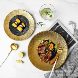 プレート北ヨーロッパのクリエイティブゴールド塗装セラミック食器Phnom Penh Western Steak Plate Sushi Modern Home el