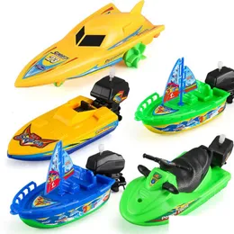 Giocattoli da bagno 1pc Speed Boat Ship Wind Up Float in Water Kid Clockwork Clockwork Shower for Children Boys 230525 Delivery Delivery Dharu Dharu