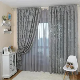 Cortinas nova geometria branco bordado tule cortinas para a sala de estar moderna pura cortina para quarto janela cego voile