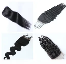 Cabelo humano virgem brasileiro fechamento de renda peruano malaio indiano cambojano mongol onda corporal reto solto profundo crespo encaracolado c2705004