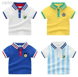 T-shirts New Kids Boys T Shirts For Summer Spring Fashion Short Sleeve Kids Sport Team Shirts Children Baby Striped Tops Cotton Clothes LDD240314