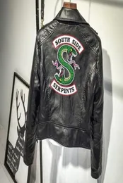 Новый Riverdale PU с принтом логотипа Southside Riverdale Serpents Куртки женские Riverdale Serpents Уличная кожаная куртка на заказ Ypf352416270