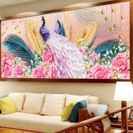 Stitch 5D Diamond Målning Kit Peacock Diamond Brodery Animal Flower Diy Wall Painting Cross Stitch Living Room Bedroom Home Decor