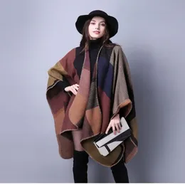 1PCS autumn winter scarf grid woman travel shawls wool spinning ladies National intensification cloak 18colors cape christmas part216B